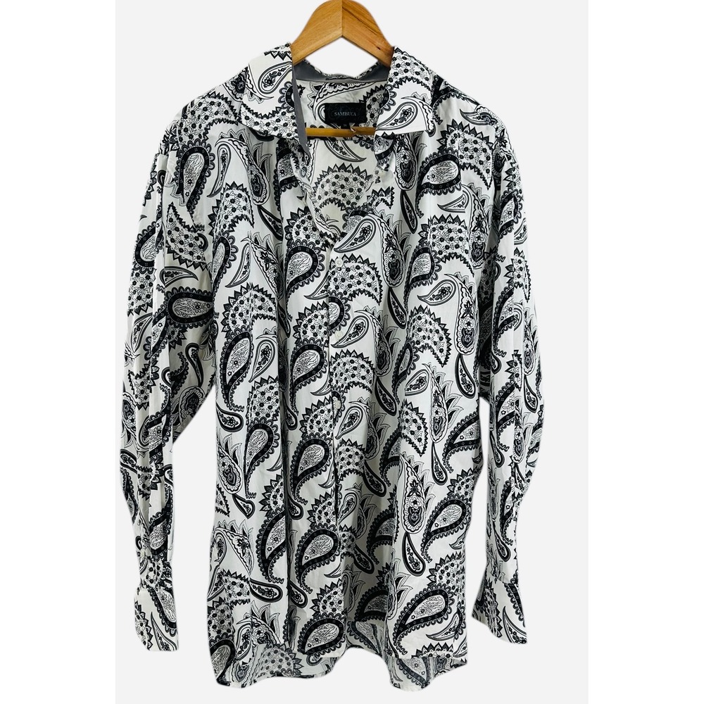Sambuca Men's 3X‎ Paisley Print Long Sleeve Button Up Shirt 100% Cotton